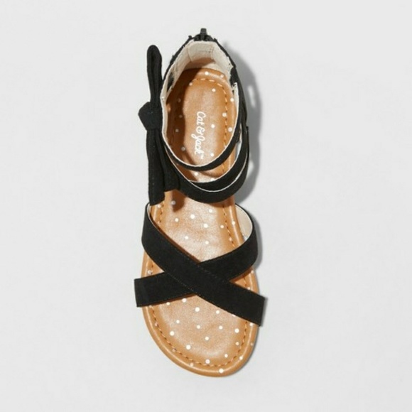 Cat /& Jack Girls Rayna Microsuede Gladiator Sandals Strappy Black Size 2